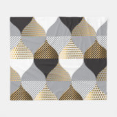 Geometrisch Luxus: schwarz, goldfarbenes Muster Fleecedecke (Vorderseite (Horizontal))
