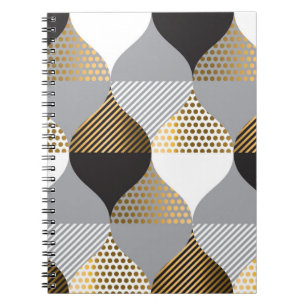 Geometrisch Luxus: schwarz, goldfarbenes Muster Notizblock