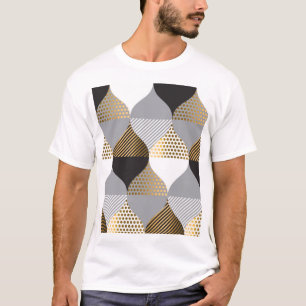 Geometrisch Luxus: schwarz, goldfarbenes Muster T-Shirt