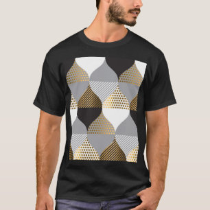 Geometrisch Luxus: schwarz, goldfarbenes Muster T-Shirt