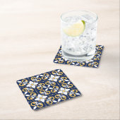 geometrisch-marokkanisch-blaue goldene Zierfliese Rechteckiger Pappuntersetzer (Vor Ort)