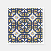 geometrisch-marokkanisch-blaue goldene Zierfliese Serviette (Vorderseite)