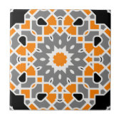 Geometrisch marokkanisches Orange Schwarz-weiß Gra Fliese (Vorderseite)