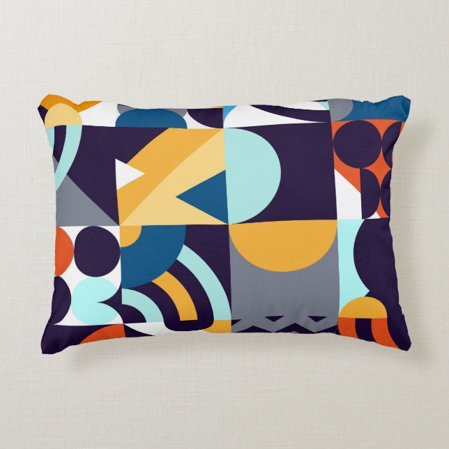 Geometrisch mehrfarbig: Primitive Formen Fusion Dekokissen (Vorderseite)