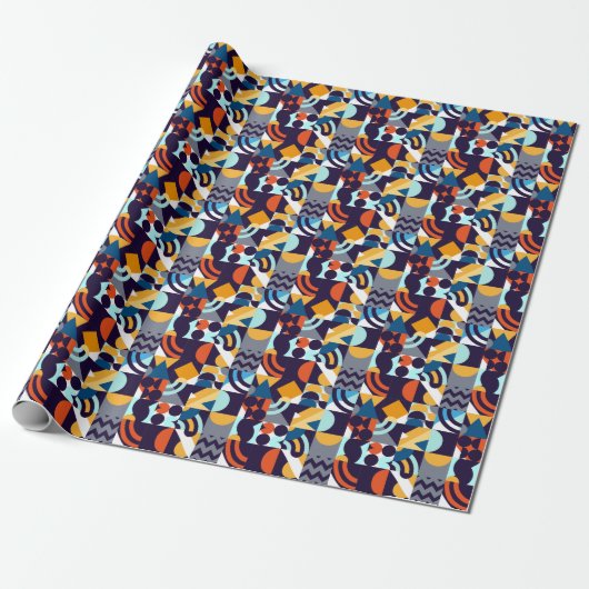 Geometrisch mehrfarbig: Primitive Formen Fusion Geschenkpapier (Ungerollt)