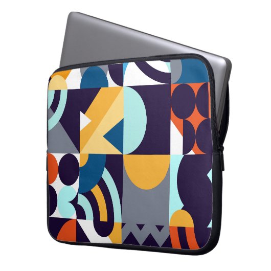 Geometrisch mehrfarbig: Primitive Formen Fusion Laptopschutzhülle (Vorderseite Links)