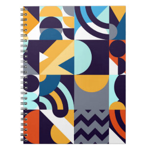 Geometrisch mehrfarbig: Primitive Formen Fusion Notizblock