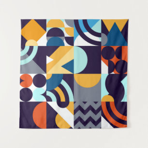 Geometrisch mehrfarbig: Primitive Formen Fusion Wandteppich