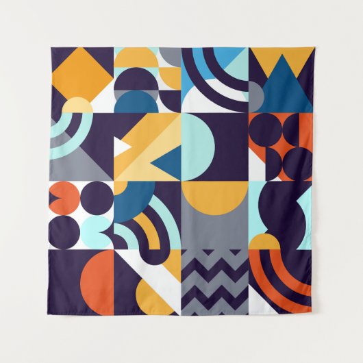 Geometrisch mehrfarbig: Primitive Formen Fusion Wandteppich (Vorderseite)
