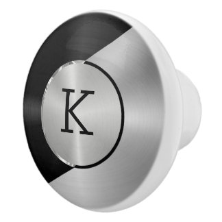 geometrisch-metallisches Schwarz-Silber-Design Keramikknauf