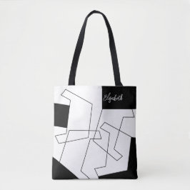 Geometrisch Mit Monogramm Schwarz und Weiß Tasche