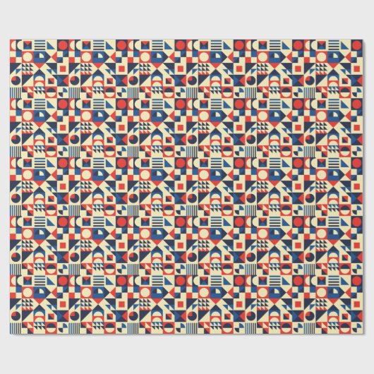 Geometrisch Mitte des Jahrhunderts: Funky Retro Mu Geschenkpapier (Flach)