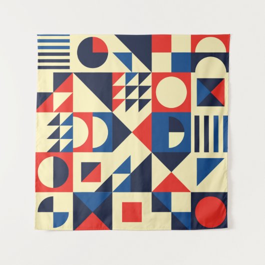 Geometrisch Mitte des Jahrhunderts: Funky Retro Mu Wandteppich (Vorderseite (Horizontal))