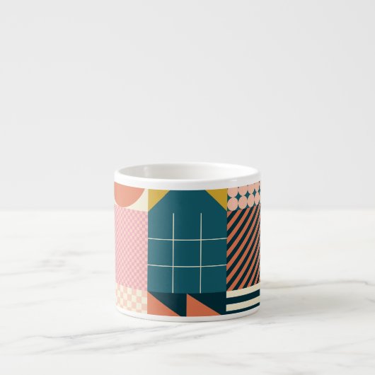 Geometrisch modern Abstrakt: Farbiges Design Espressotasse (Vorderseite)