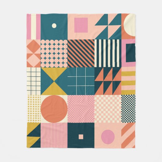 Geometrisch modern Abstrakt: Farbiges Design Fleecedecke (Vorderseite)