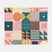 Geometrisch modern Abstrakt: Farbiges Design Fleecedecke (Vorderseite (Horizontal))