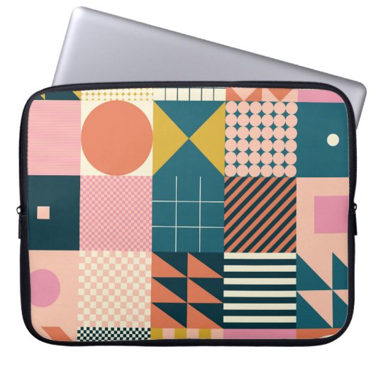 Geometrisch modern Abstrakt: Farbiges Design Laptopschutzhülle (Vorderseite)