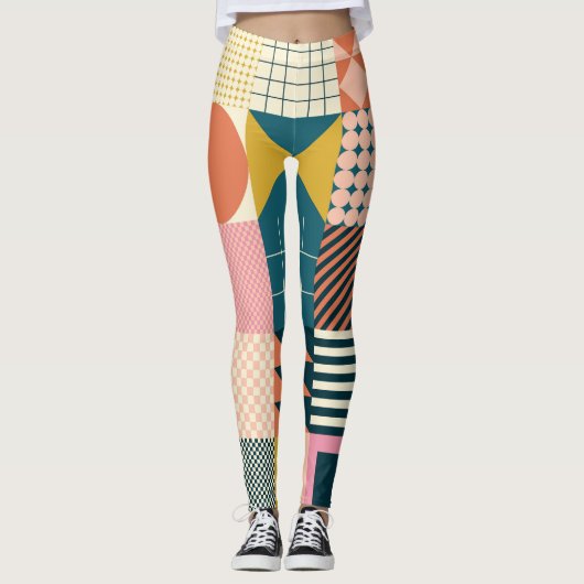 Geometrisch modern Abstrakt: Farbiges Design Leggings (Vorderseite)