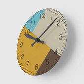 geometrisch, modern Blau, Senf, braune Retro Runde Wanduhr (Winkel)