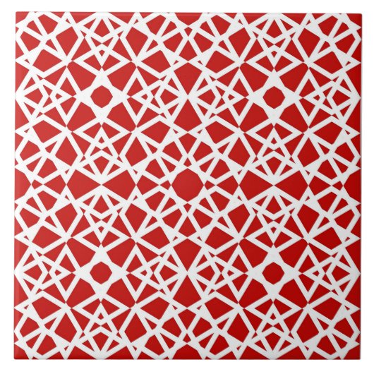 Geometrisch, modern, einfach, rot, weiß fliese (Vorderseite)