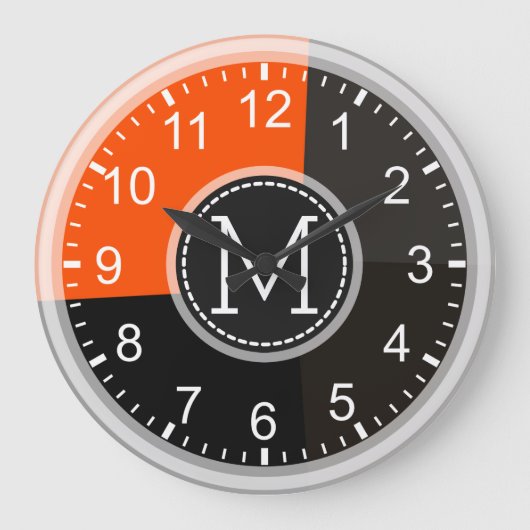 Geometrisch, modern, Retro farbig #2 Große Wanduhr (Vorderseite)