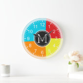 Geometrisch, modern, Retro farbig #3 Große Wanduhr (Zuhause)