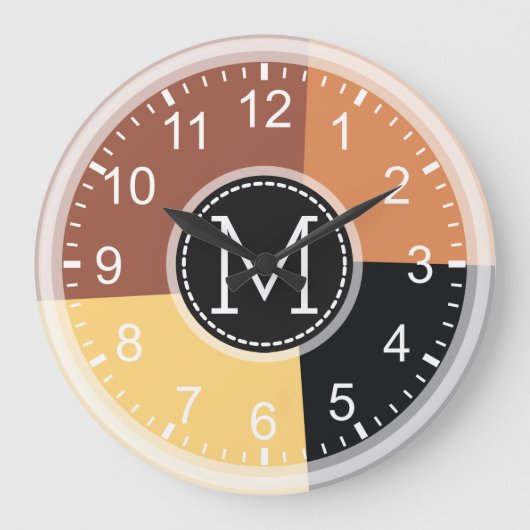 Geometrisch, modern, Retro farbig #5 Große Wanduhr (Vorderseite)