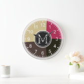 Geometrisch, modern, Retro farbig Große Wanduhr (Zuhause)