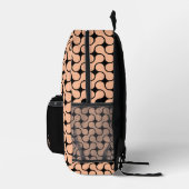 Geometrisch-moderne Peach Black Monogram Bedruckter Rucksack (Rechts)