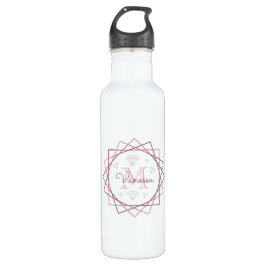 Geometrisch moderne Rose Gold Monogram Edelstahlflasche