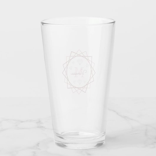Geometrisch moderne Rose Gold Monogram Glas (Rückseite)