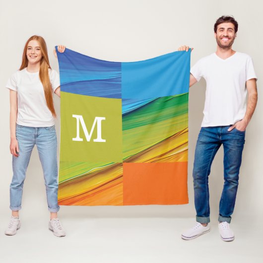 geometrisch monogramm farbiges Design Fleecedecke (Beispiel)