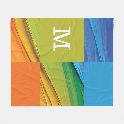 geometrisch monogramm farbiges Design Fleecedecke (Vorderseite (Horizontal))