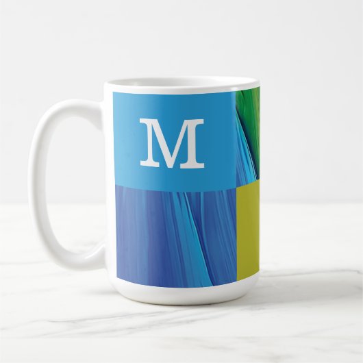 geometrisch monogramm farbiges Design Kaffeetasse (Links)