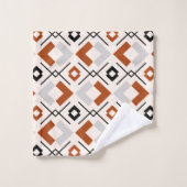 geometrisch orange-beige und grau-braun badhandtuch set (Waschlappen)