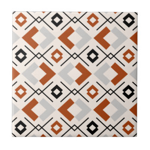 geometrisch orange-beige und grau-braun fliese