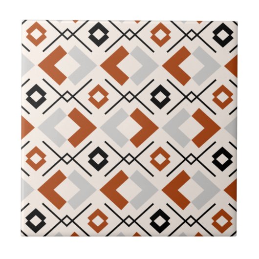 geometrisch orange-beige und grau-braun fliese (Vorderseite)