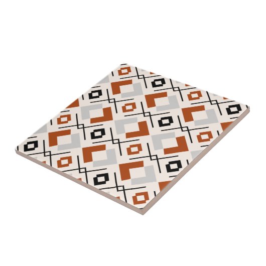 geometrisch orange-beige und grau-braun fliese (Seite)