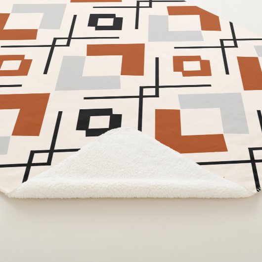 geometrisch orange-beige und grau-braun sherpadecke (3/4)