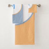 Geometrisch Orange Blue Gray Monogram Badhandtuch Set (Insitu)
