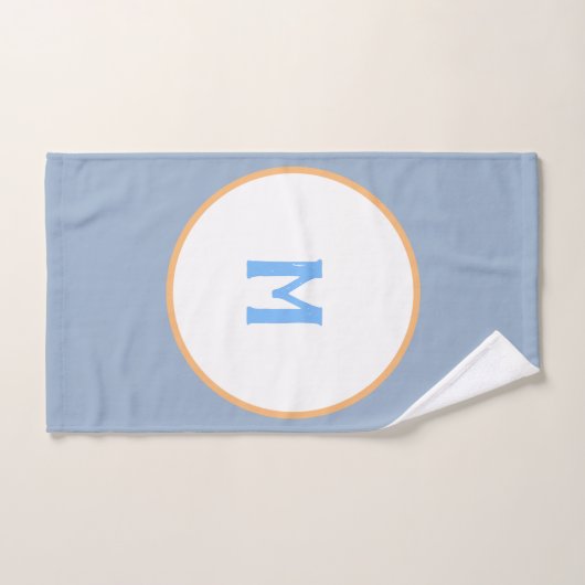 Geometrisch Orange Blue Gray Monogram Badhandtuch Set (Handtuch)