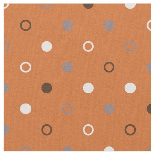 geometrisch-orange-graue Polka-Punkte Stoff (Nahaufnahme)