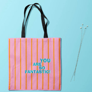 Geometrisch, Orange-Pink, Würdigende Nachricht Tasche