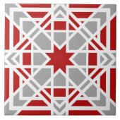 Geometrisch, ornamental, rot, weiß, hellgrau fliese (Vorderseite)