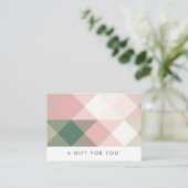 geometrisch pastellfarbene moderne Geschenkgutschr Visitenkarte (Stehend Vorderseite)