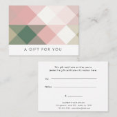 geometrisch pastellfarbene moderne Geschenkgutschr Visitenkarte (Vorne/Hinten)