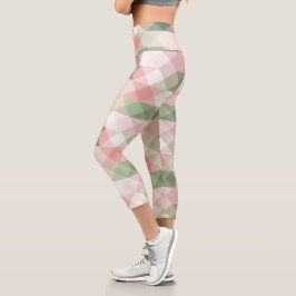 geometrisch pastellfarbenes Rautenmuster Capri Leggings