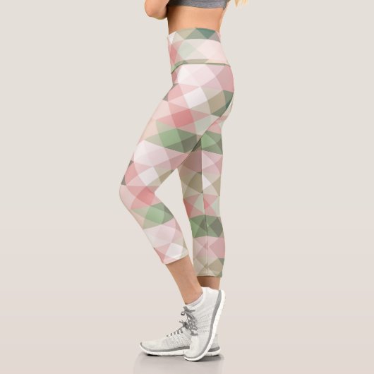 geometrisch pastellfarbenes Rautenmuster Capri Leggings (Links)