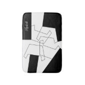 Geometrisch Personalisiert Schwarz und Weiß Badematte (Vorderseite Vertikal)