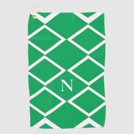 Geometrisch personalisiertes grünes Diamantdreieck Golfhandtuch